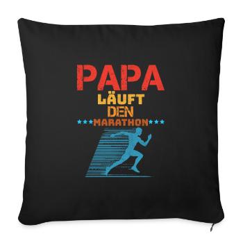 Läufer PAPA LÄUFT DEN MARATHON Laufen Lustiges - Sofakissenbezug 45 x 45 cm - Schwarz - Vorne