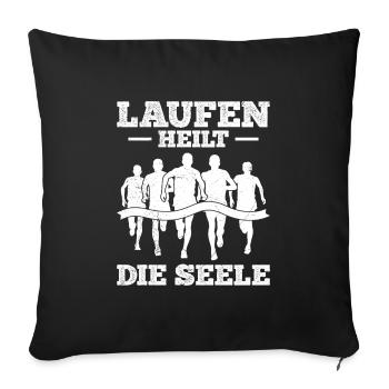 Läufer LAUFEN HEILT DIE SEELE Lustiges - Sofakissenbezug 45 x 45 cm - Schwarz - Vorne