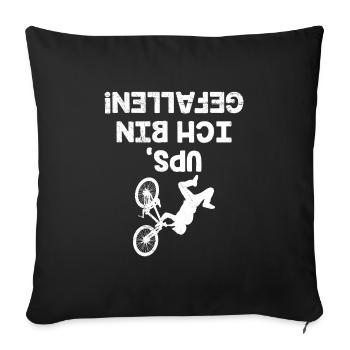 Radfahrer UPS ICH BIN GEFALLEN Radler Lustiges - Sofakissenbezug 45 x 45 cm - Schwarz - Vorne