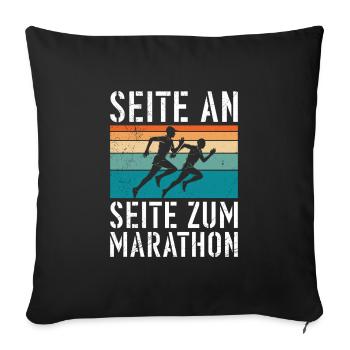 Läufer SEITE AN SEITE ZUM MARATHON Lustiges - Sofakissenbezug 45 x 45 cm - Schwarz - Vorne