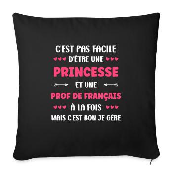 Prof de francais - Housse de coussin décorative 45 x 45 cm - noir - Devant