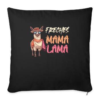 Werdende Mutter FRECHES MAMA LAMA Lustig - Sofakissenbezug 45 x 45 cm - Schwarz - Vorne