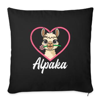 Alpaka Fan Lama Liebe ALPAKA Lustiges - Sofakissenbezug 45 x 45 cm - Schwarz - Vorne