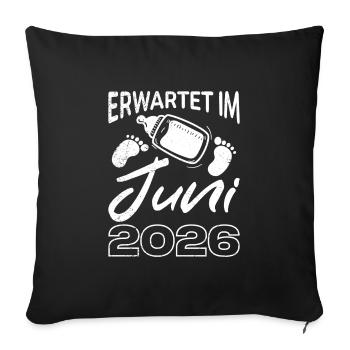 Werdende Mutter ERWARTET IM JUNI 2026 Lustig - Sofakissenbezug 45 x 45 cm - Schwarz - Vorne