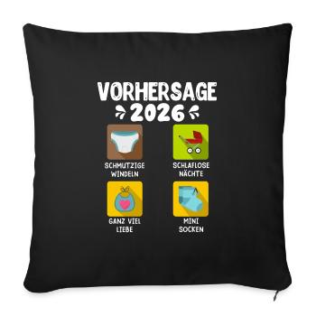 Bald Mama VORHERSAGE 2026 Lustiges - Sofakissenbezug 45 x 45 cm - Schwarz - Vorne