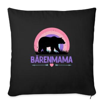 Werdende Mutter BÄRENMAMA Lustiges - Sofakissenbezug 45 x 45 cm - Schwarz - Vorne