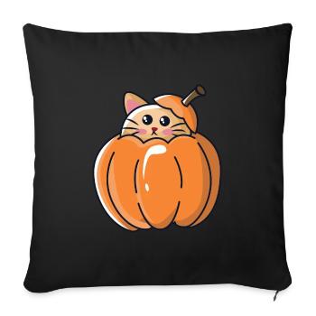 Katze im Kürbis für Halloween - Sofakissenbezug 45 x 45 cm - Schwarz - Vorne
