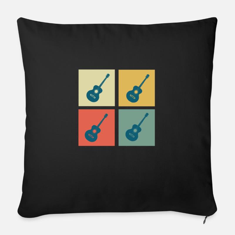 guitare - Housse de coussin décorative 45 x 45 cm - noir