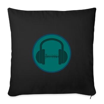 Music in headphones- Music in the headphone - Sofa pillowcase 17,3'' x 17,3'' (45 x 45 cm) - black - Front