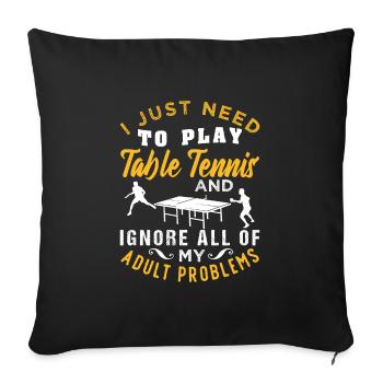 Tennis de table - Housse de coussin décorative 45 x 45 cm - noir - Devant