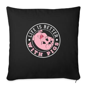 Porc - Housse de coussin décorative 45 x 45 cm - noir - Devant