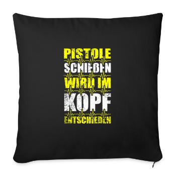 Pistole Schießen Sportpistole Sportschiessen - Sofakissenbezug 45 x 45 cm - Schwarz - Vorne