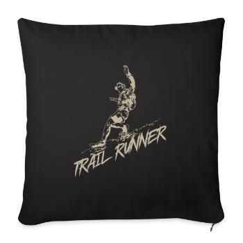 Trail runner jogging on the mountain - Sofa pillowcase 17,3'' x 17,3'' (45 x 45 cm) - black - Front