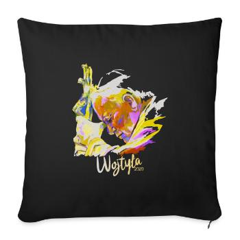 Wojtyła &Jesus praying painting - Housse de coussin décorative 45 x 45 cm - noir - Devant