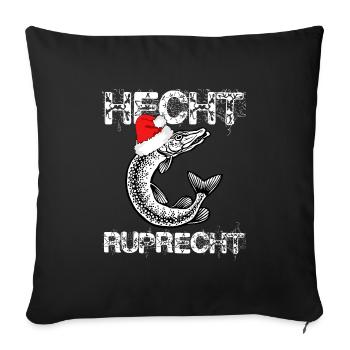Hecht Ruprecht - Angeln, Geschenk, Weihnachten - Sofakissenbezug 45 x 45 cm - Schwarz - Vorne