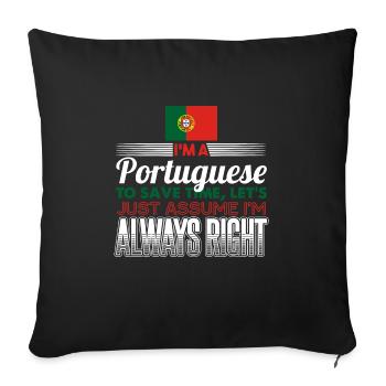 Portugal - Housse de coussin décorative 45 x 45 cm - noir - Devant