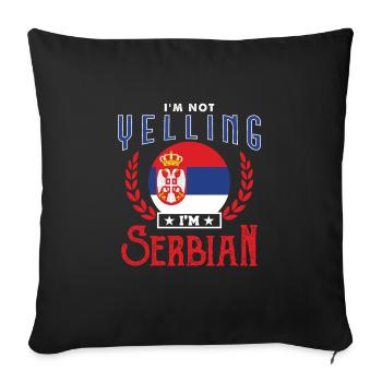 Serbie - Housse de coussin décorative 45 x 45 cm - noir - Devant