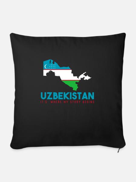 Usbekistan - Sofakissenbezug 45 x 45 cm - Schwarz