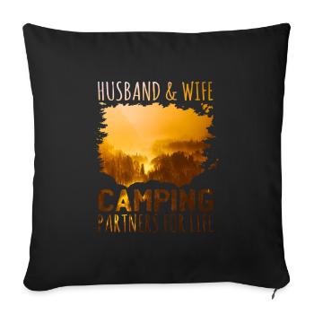 Camping Couple - Housse de coussin décorative 45 x 45 cm - noir - Devant