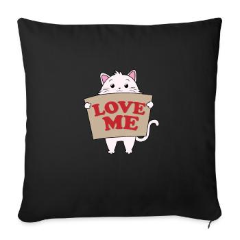 Katze "Love Me" - Sofakissenbezug 45 x 45 cm - Schwarz - Vorne