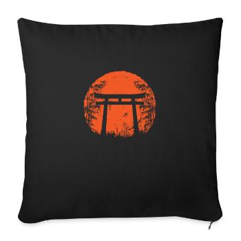Bambou japonais Torii - Housse de coussin décorative 45 x 45 cm - noir - Devant