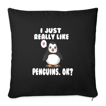 penguin penguins penguin lovers - Sofa pillowcase 17,3'' x 17,3'' (45 x 45 cm) - black - Front