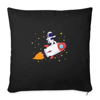 Astronaut on rocket - Sofa pillowcase 17,3'' x 17,3'' (45 x 45 cm) - black - Front