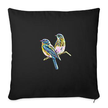 Oiseaux - Housse de coussin décorative 45 x 45 cm - noir - Devant