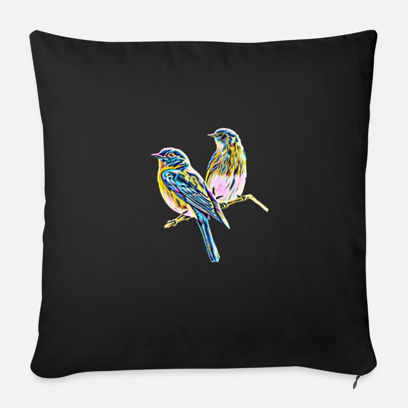 Vögel - Sofakissenbezug 45 x 45 cm - Schwarz