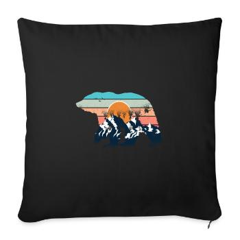 Mountains bear hiking nature mountaineering - Sofa pillowcase 17,3'' x 17,3'' (45 x 45 cm) - black - Front