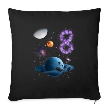 8th Birthday Kids Space - Sofa pillowcase 17,3'' x 17,3'' (45 x 45 cm) - black - Front