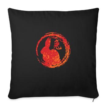 Hare zodiaque chinois - Housse de coussin décorative 45 x 45 cm - noir - Devant