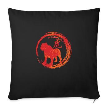 Zodiaque chinois tigre - Housse de coussin décorative 45 x 45 cm - noir - Devant