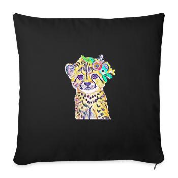 cheetah - Sofa pillowcase 17,3'' x 17,3'' (45 x 45 cm) - black - Front