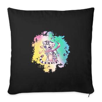 tiger - Sofa pillowcase 17,3'' x 17,3'' (45 x 45 cm) - black - Front
