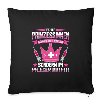 Altenpflegerin und Prinzessin nicht im Kleid - Sofakissenbezug 45 x 45 cm - Schwarz - Vorne