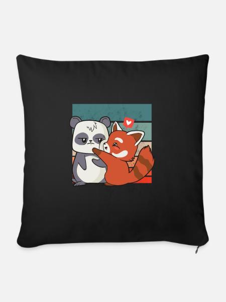 Panda und Roter Panda Shirt für Pandaliebhaber - Sofakissenbezug 45 x 45 cm - Schwarz