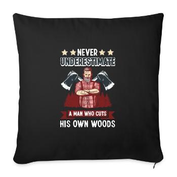 Cadeau de bûcheron forestier de tronçonneuse à chaîne - Housse de coussin décorative 45 x 45 cm - noir - Devant