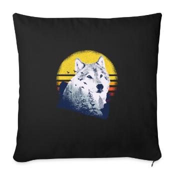 Loup motif nature loups - Housse de coussin décorative 45 x 45 cm - noir - Devant