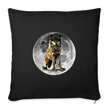 wolf - Sofa pillowcase 17,3'' x 17,3'' (45 x 45 cm) - black - Front