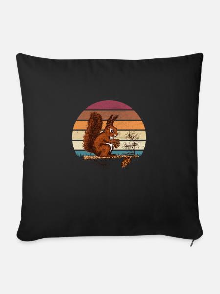 Eichhörnchen Design - Sofakissenbezug 45 x 45 cm - Schwarz