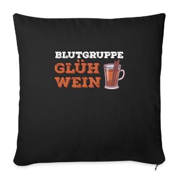 Weihnachten Blutgruppe Glühwein Punsch - Sofakissenbezug 45 x 45 cm - Schwarz - Vorne