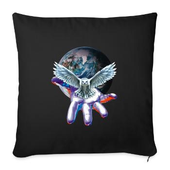 owl - Sofa pillowcase 17,3'' x 17,3'' (45 x 45 cm) - black - Front