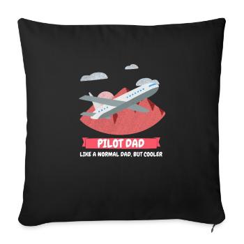 Pilote papa - Housse de coussin décorative 45 x 45 cm - noir - Devant