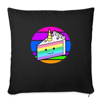 Gâteau licorne gâteau licorne arc en ciel - Housse de coussin décorative 45 x 45 cm - noir - Devant