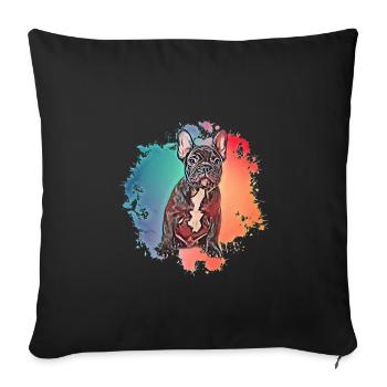 French Bulldog - Sofa pillowcase 17,3'' x 17,3'' (45 x 45 cm) - black - Front