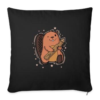 Castors avec son bois - Housse de coussin décorative 45 x 45 cm - noir - Devant