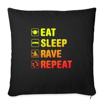 Rave Raver EDM Festival Spruch Lustig - Sofakissenbezug 45 x 45 cm - Schwarz - Vorne