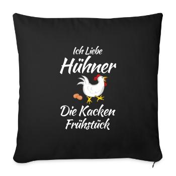 Hühner Weihnachten Bäuerin - Sofakissenbezug 45 x 45 cm - Schwarz - Vorne