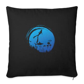 Plongée en apnée avec un souffle dans l’océan - Housse de coussin décorative 45 x 45 cm - noir - Devant